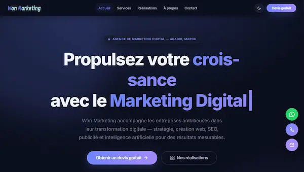 Aperçu du site Won Marketing
